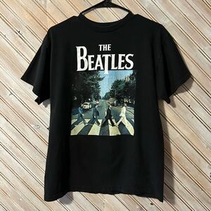 The Beatles Black Abbey Road Picture Short Sleeve Tee Band Music Tee Shirt